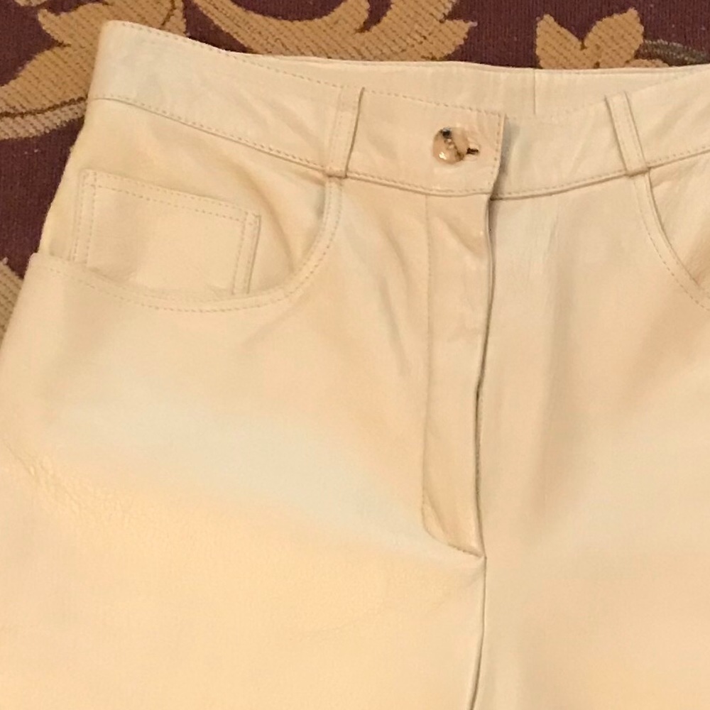 Taupe leather jeans, slim leg..worth the purchase